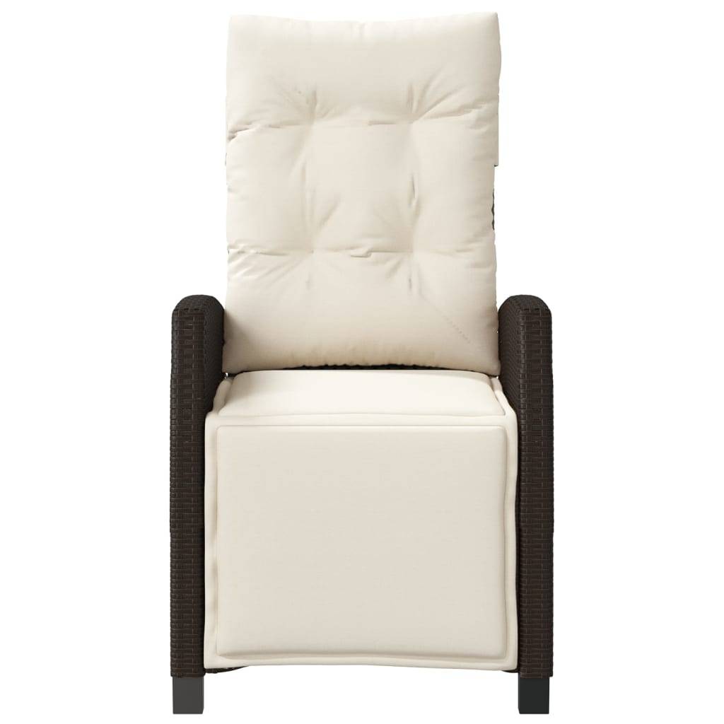 Chaise inclinable de jardin résine tressée marron 57 x 66 x 93 cm - PANGIVO - Image 4