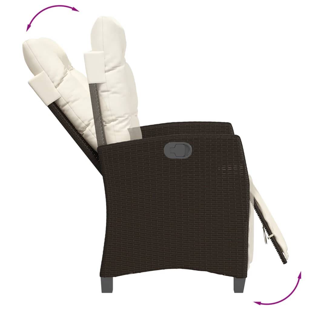 Chaise inclinable de jardin résine tressée marron 57 x 66 x 93 cm - PANGIVO - Image 7