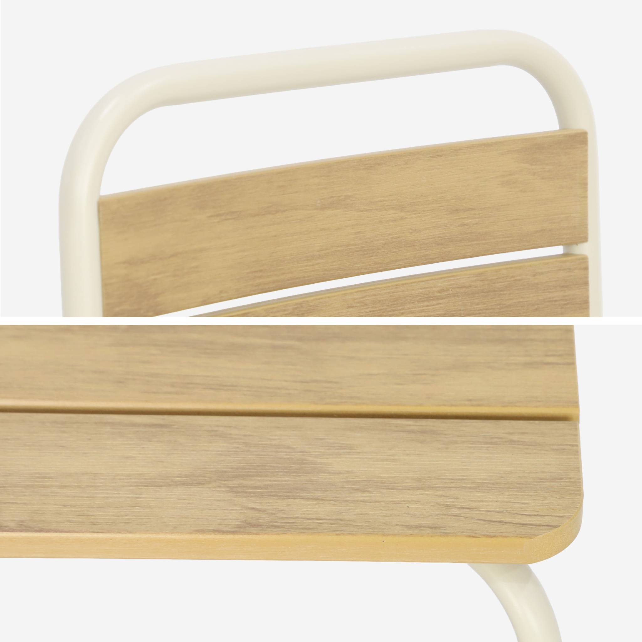 sweeek - Table de jardin enfant acier et décor bois + 2 assises beige - Suzie | sweeek - Image 4