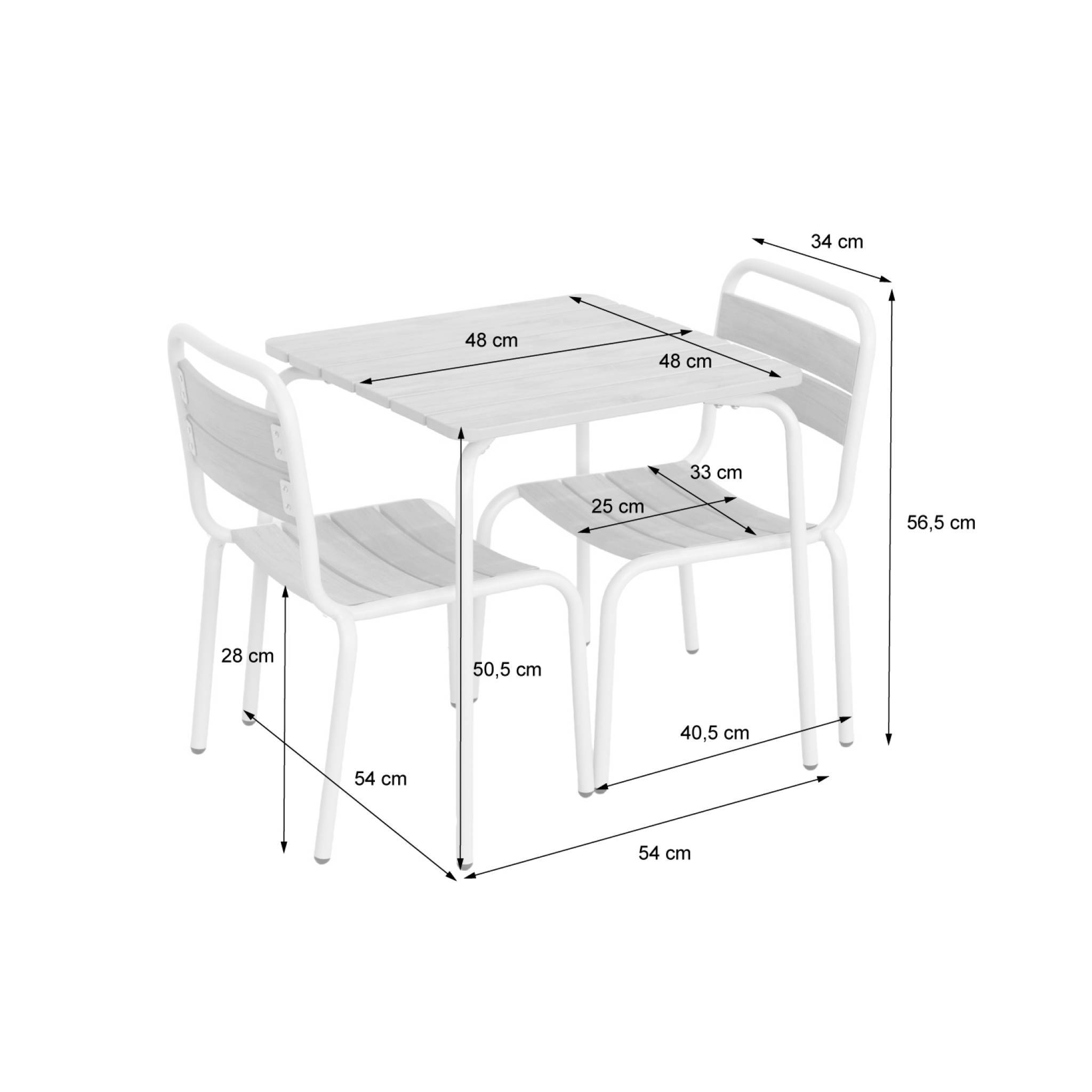sweeek - Table de jardin enfant acier et décor bois + 2 assises beige - Suzie | sweeek - Image 3