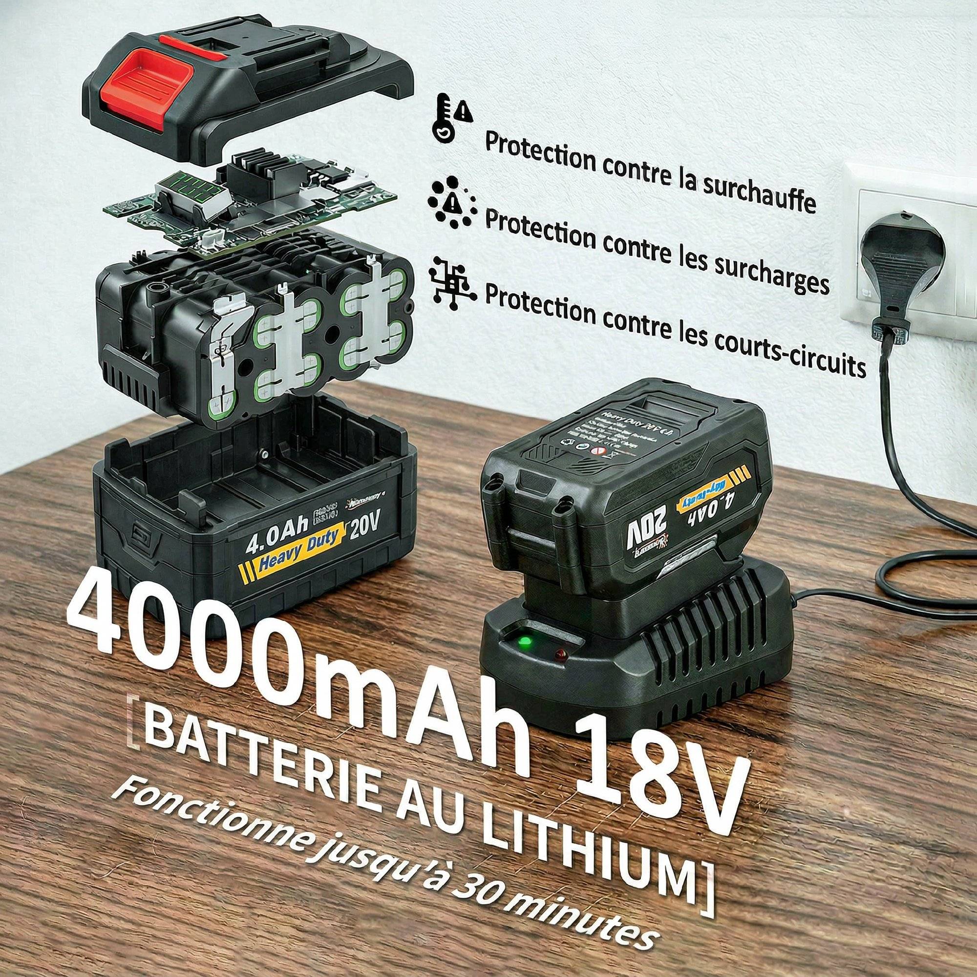 Souffleur de Feuilles sans Fil 250 W avec Batterie 4000mAh et Chargeur, 6 Vitesses, 149 km/h, Blanc - Image 7
