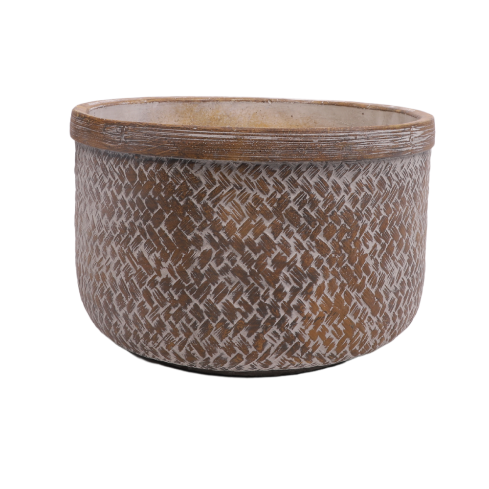 Coupe "Tressage" en béton marron Ø.22.5 x 14 cm Chemin de campagne