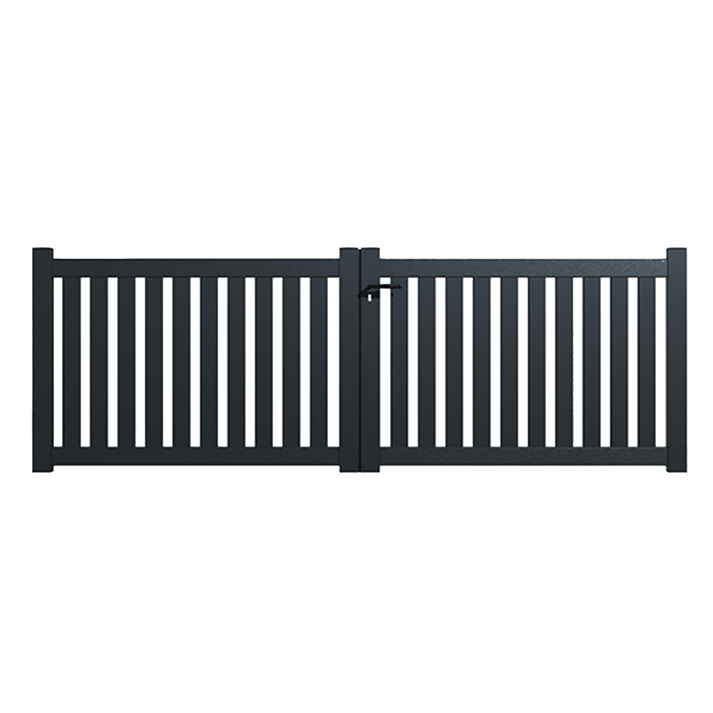 Portail Packit - Portail alu battant ajouré en kit dim. L.4000 (entre piliers) X H.1200 mm  Gris (RAL 7016)