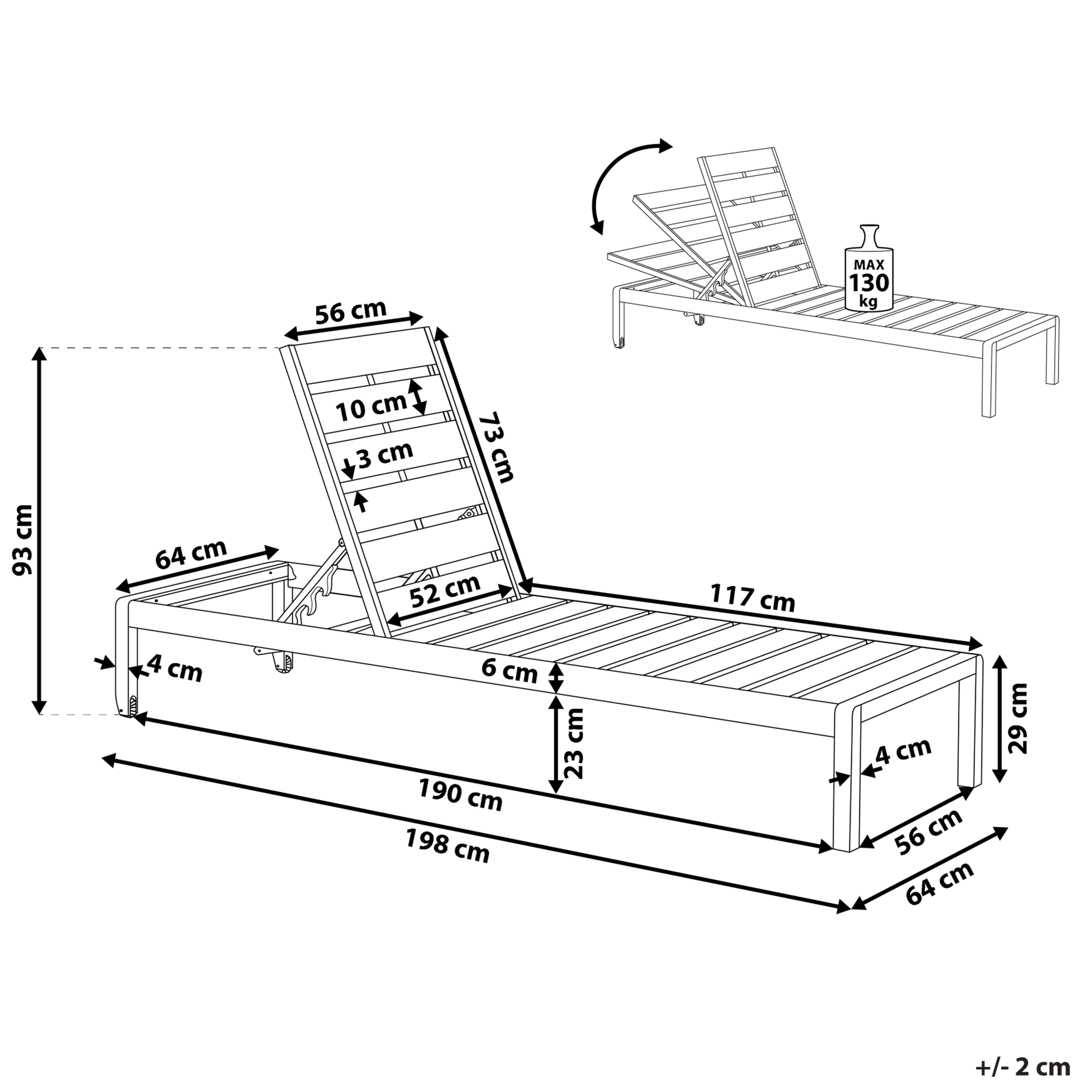 Beliani - Chaise longue Aluminium Marron NARDO - Beliani - Imagen 3