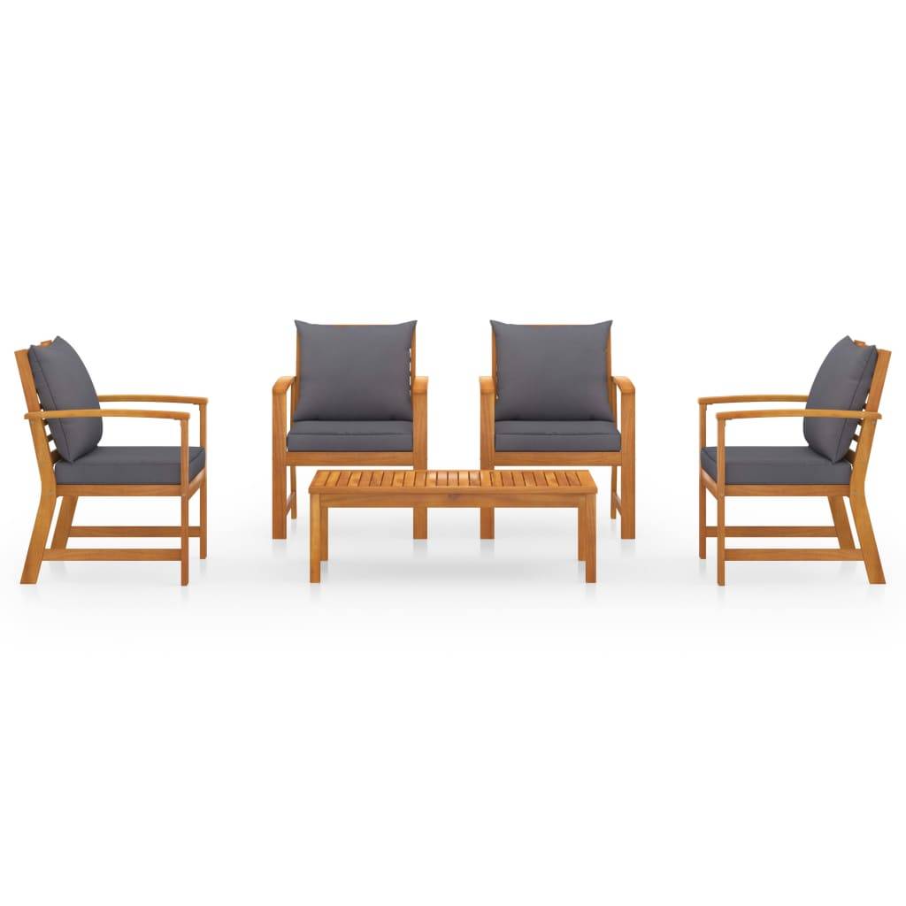 Helloshop26 - Salon de jardin meuble d'extérieur ensemble de mobilier 5 pièces avec coussin bois d'acacia solide - Imagen 1