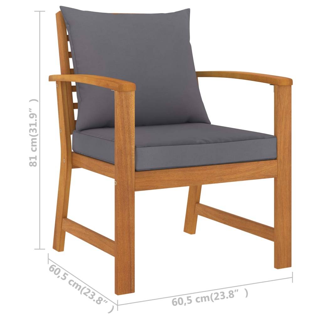 Helloshop26 - Salon de jardin meuble d'extérieur ensemble de mobilier 5 pièces avec coussin bois d'acacia solide - Imagen 6