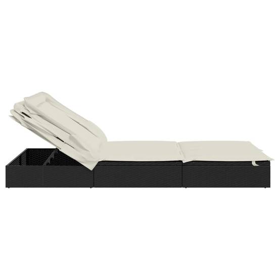 Transat | Bain de soleil | Chaise longue 2 places avec toit pliable noir 213x118x97 cm - Image 8