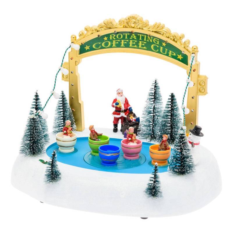 Lotti - Village de Noël Lumineux Paysage Enneigé Parc D'attraction Tasses en Mouvement Rotation 26xH20cm avec Musique à LED Lotti - Imagen 1