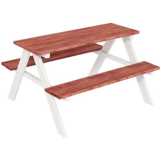 Outsunny - Table de pique-nique enfants avec 2 bancs intégrés pour jardin 89x79x50cm bois massif marron/blanc - Outsunny - Image 1