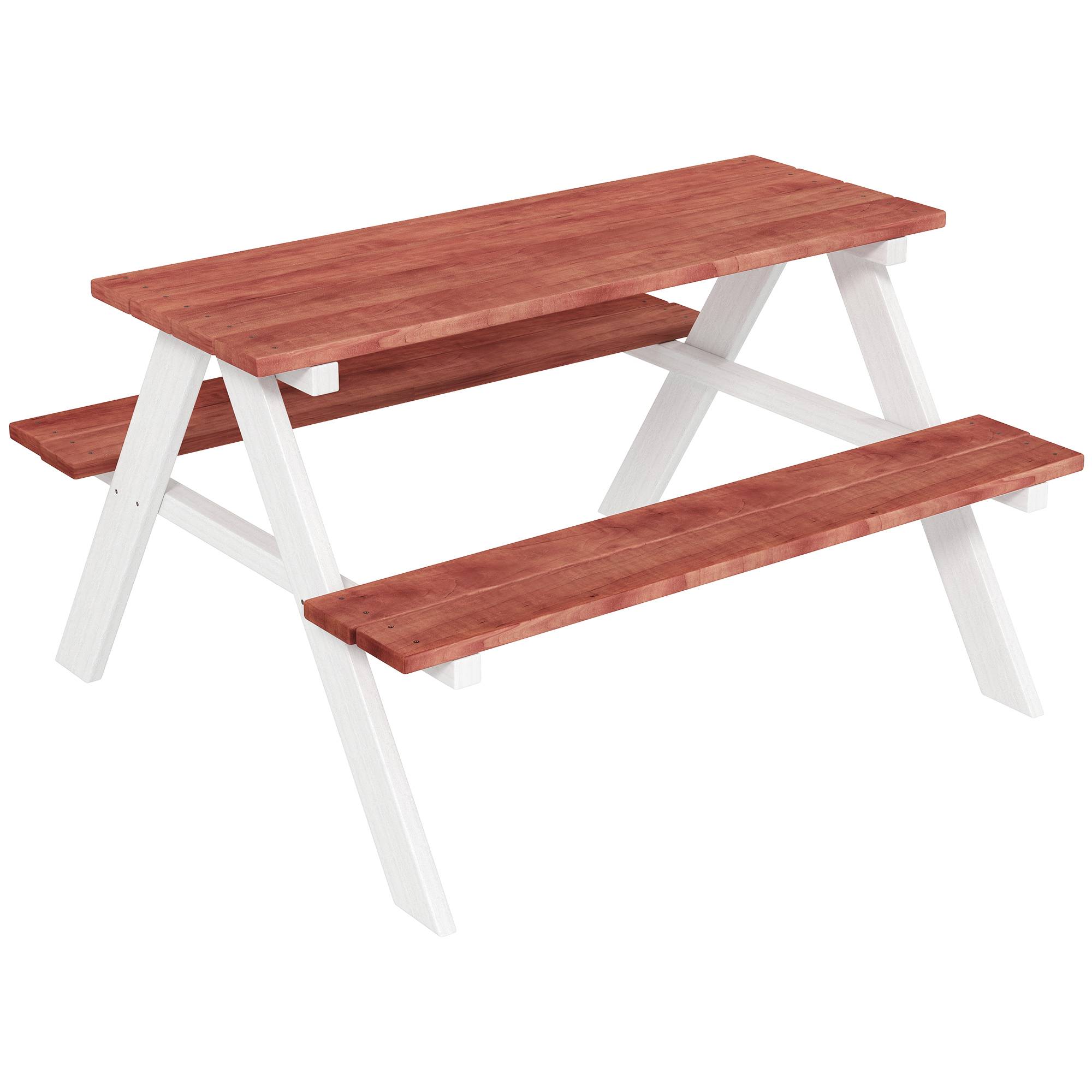 Outsunny - Table de pique-nique enfants avec 2 bancs intégrés pour jardin 89x79x50cm bois massif marron/blanc - Outsunny