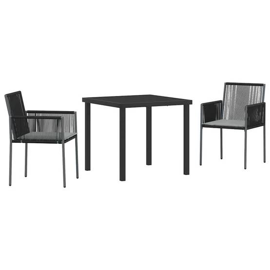 ComfortXL - Petit Salon de Jardin 2 Places en Poly Rotin Table Verre et Chaises Coussins pour Balcon Noir – ComfortXL Outdoor Living - Image 2
