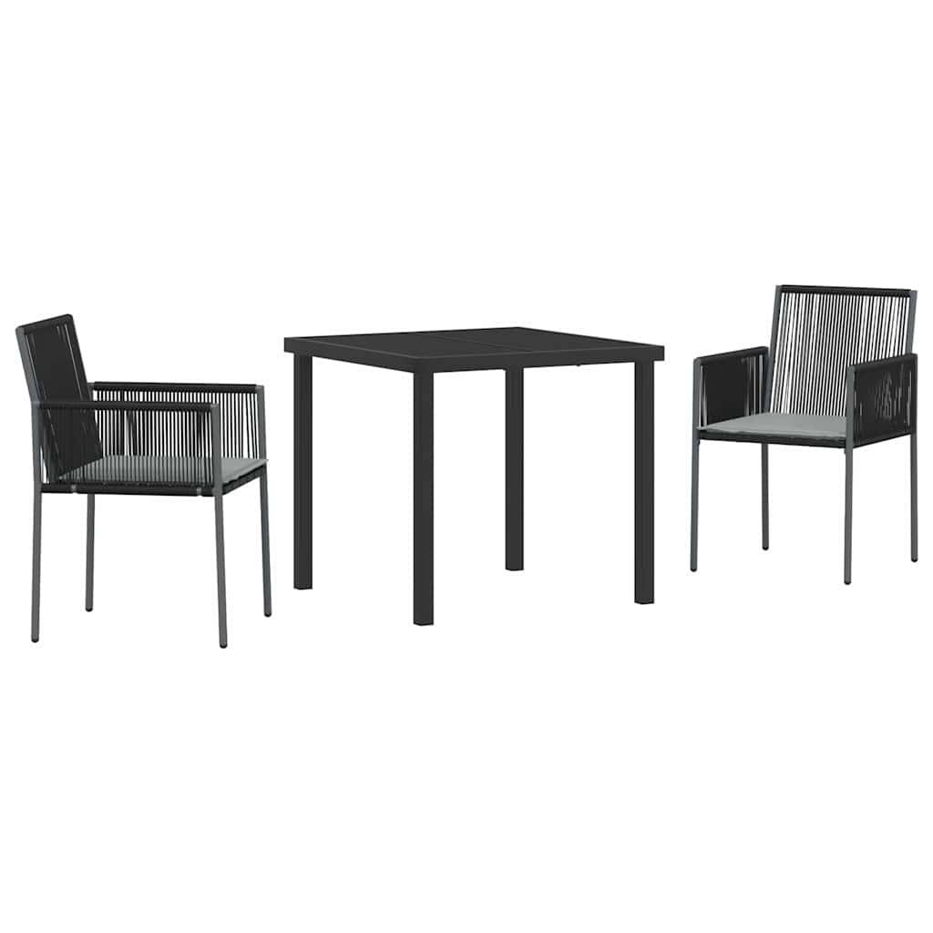 ComfortXL - Petit Salon de Jardin 2 Places en Poly Rotin Table Verre et Chaises Coussins pour Balcon Noir – ComfortXL Outdoor Living - Image 2