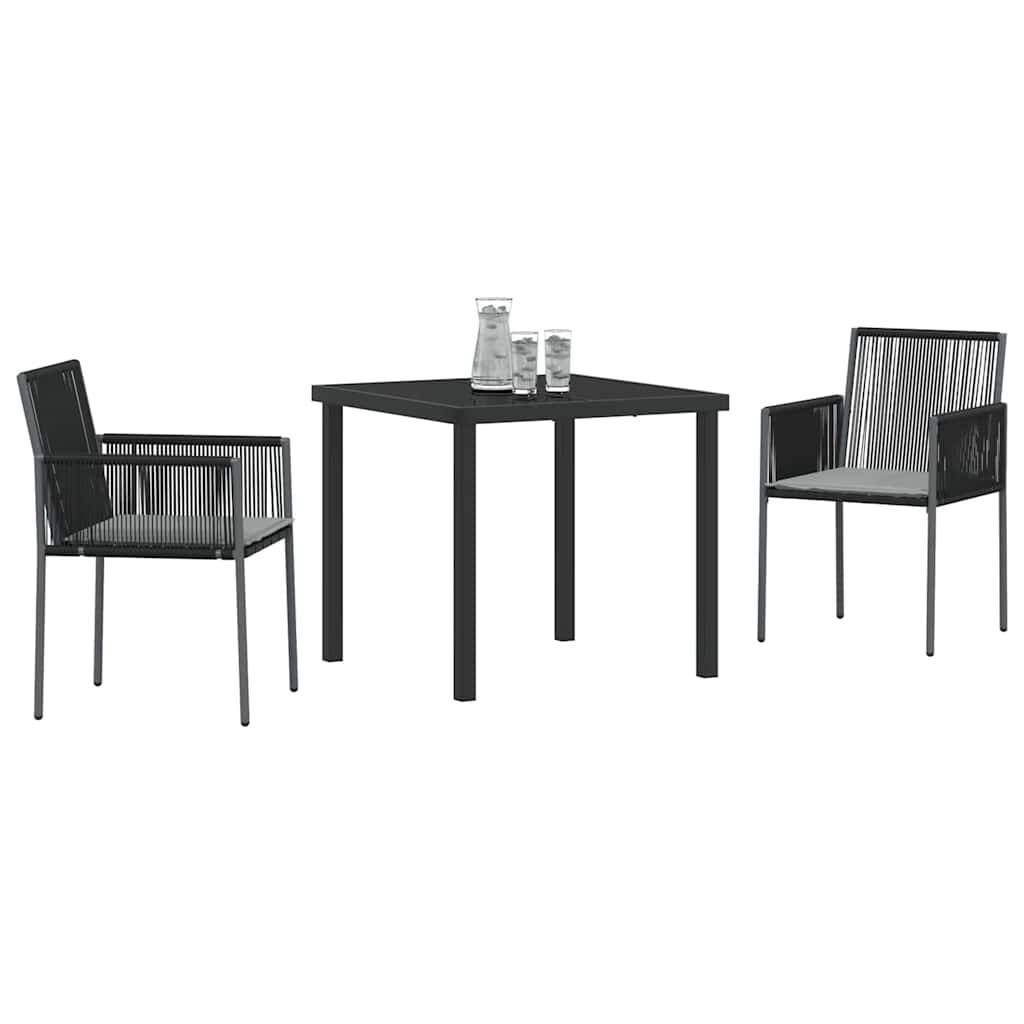ComfortXL - Petit Salon de Jardin 2 Places en Poly Rotin Table Verre et Chaises Coussins pour Balcon Noir – ComfortXL Outdoor Living - Image 3