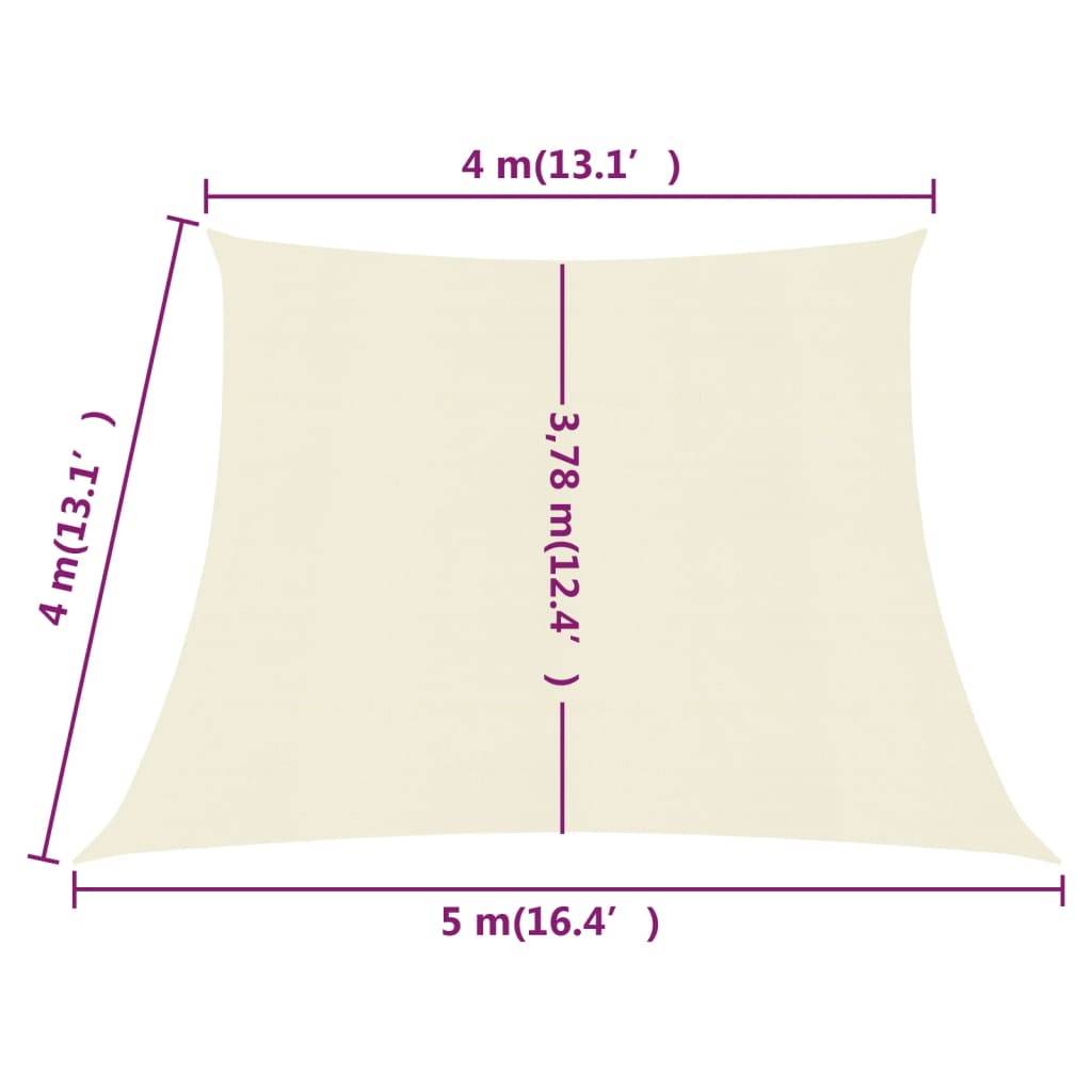 Helloshop26 - Voile toile d'ombrage parasol 160 g/m² PEHD 4/5 x 4 m crème - Imagen 6