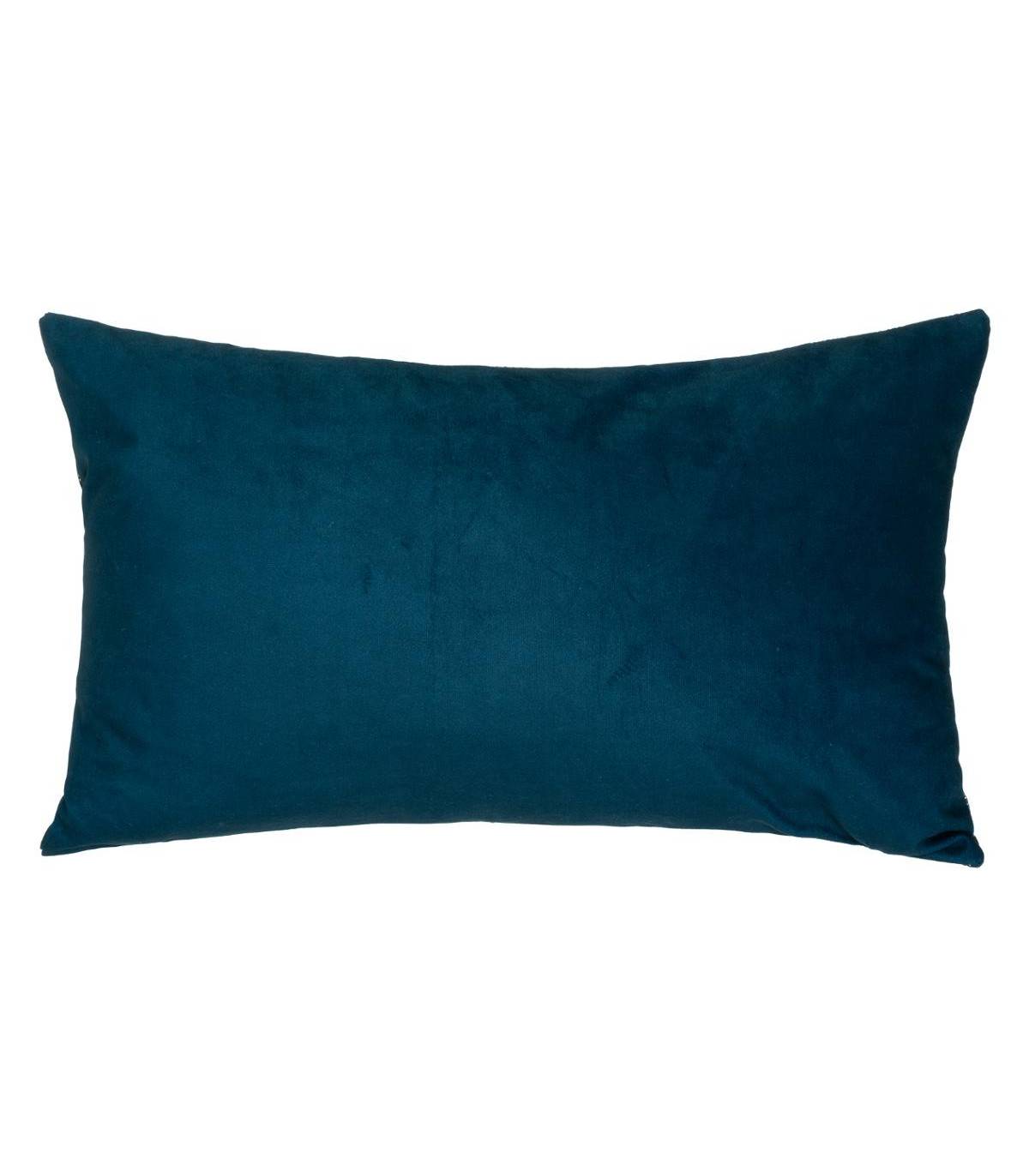 Coussin déhoussable velours Bleu Canard et Or 30 x 50 cm - Imagen 3