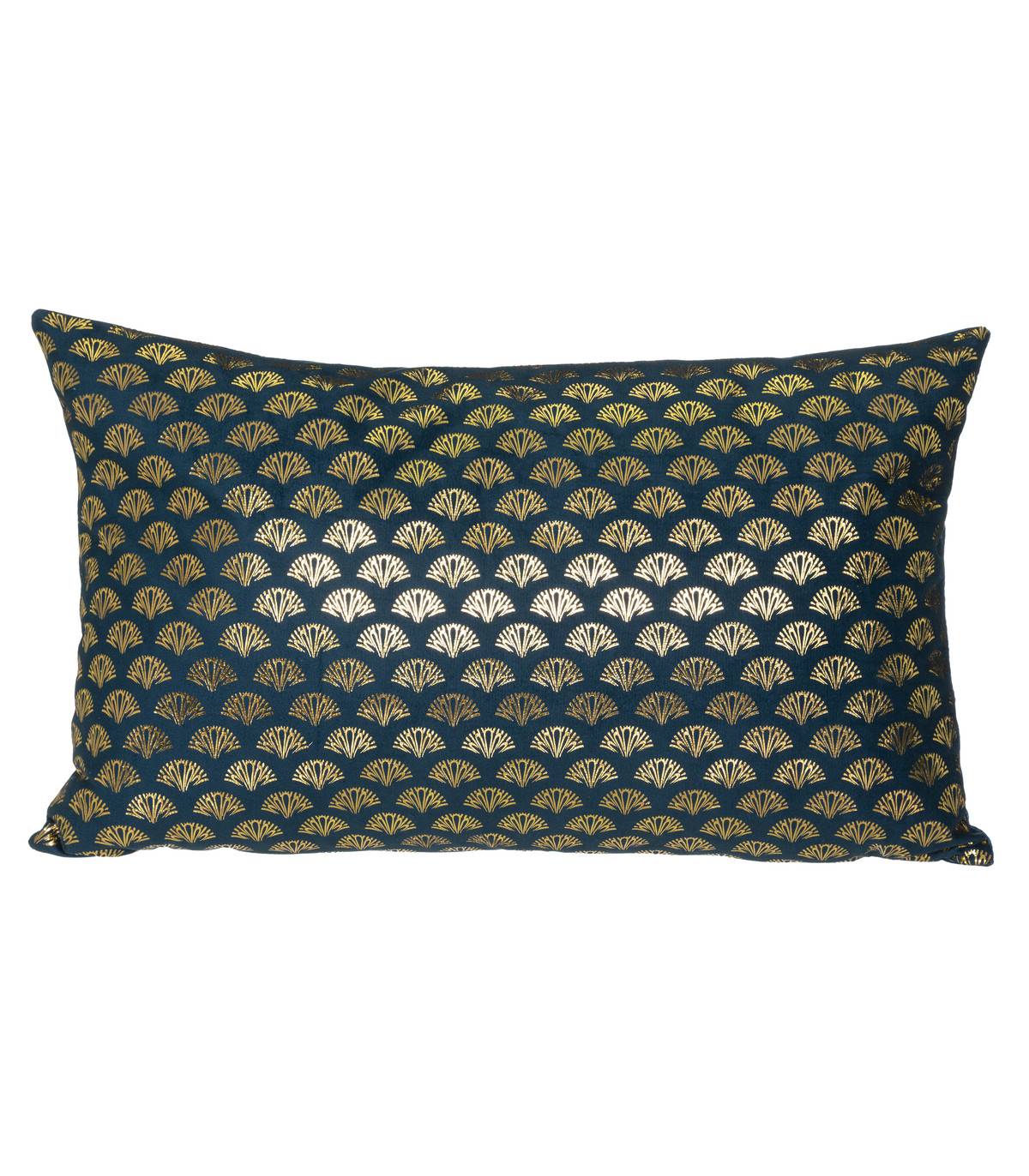 Coussin déhoussable velours Bleu Canard et Or 30 x 50 cm - Imagen 1