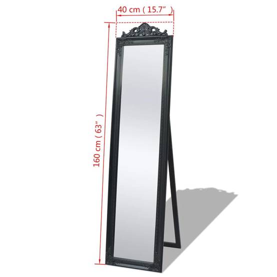 Maison Chic - Miroir sur pied - Miroir décoratif - miroir sur toute la longueur Style baroque 160x40 cm Noir - Image 7