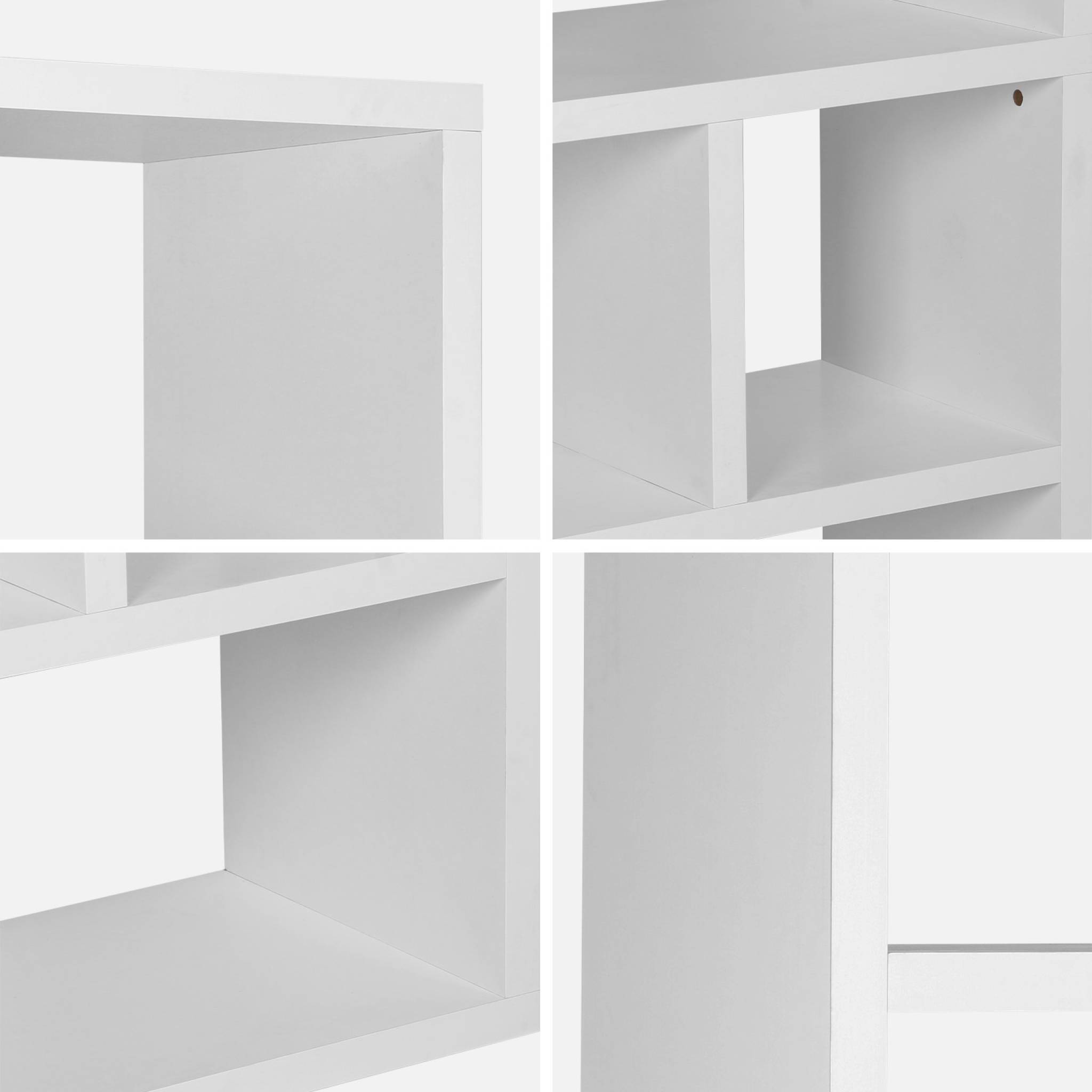 sweeek - Etagère bibliothèque asymétrique 5 niveaux 10 compartiments. casiers. effet bois blanc. L 111.2 x P 39 x H 190cm | sweeek - Image 7