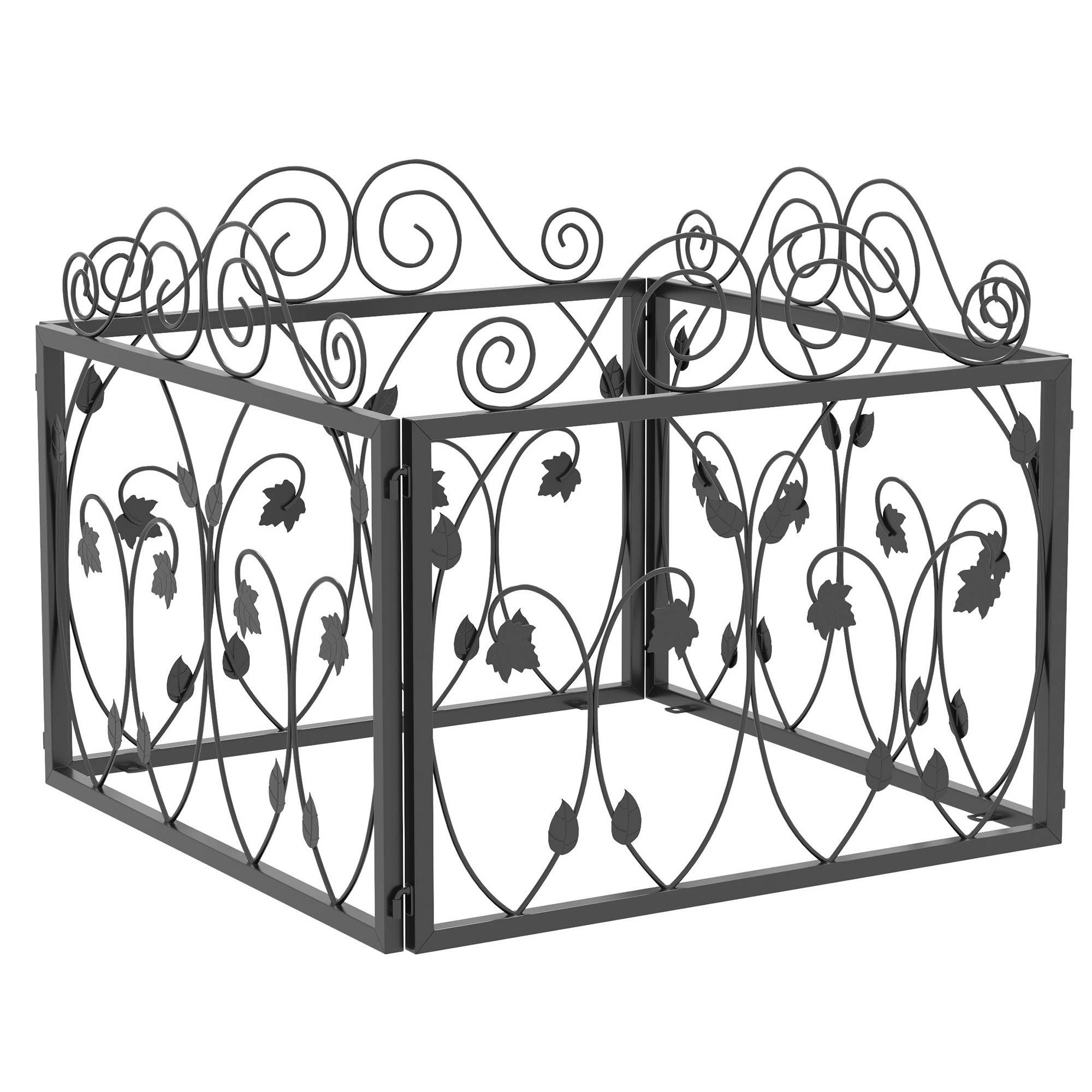 Outsunny - Lot de 4 clôtures de jardin décoratives métal avec ornements ajustable noir - Outsunny - Imagen 5