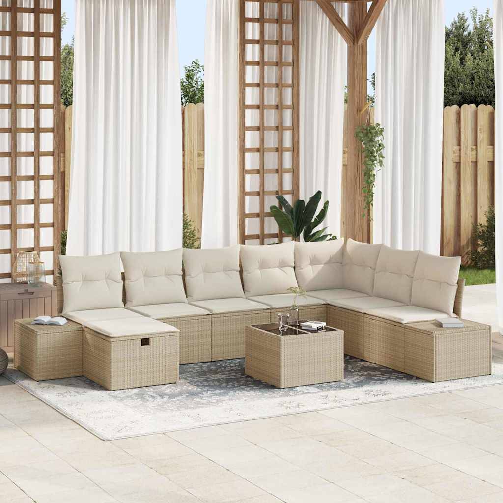 ComfortXL - Salon d'extérieur 8 places en résine tressée avec table de jardin Beige – ComfortXL Outdoor Living