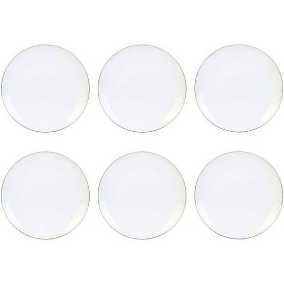 The Home Deco Factory - Assiette en porcelaine avec liseré doré (Lot de 6) Assiettes plates - 20 cm The Home Deco Factory - Image 1