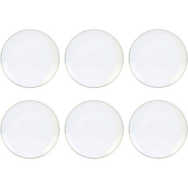 The Home Deco Factory - Assiette en porcelaine avec liseré doré (Lot de 6) Assiettes plates - 20 cm The Home Deco Factory - Image 1
