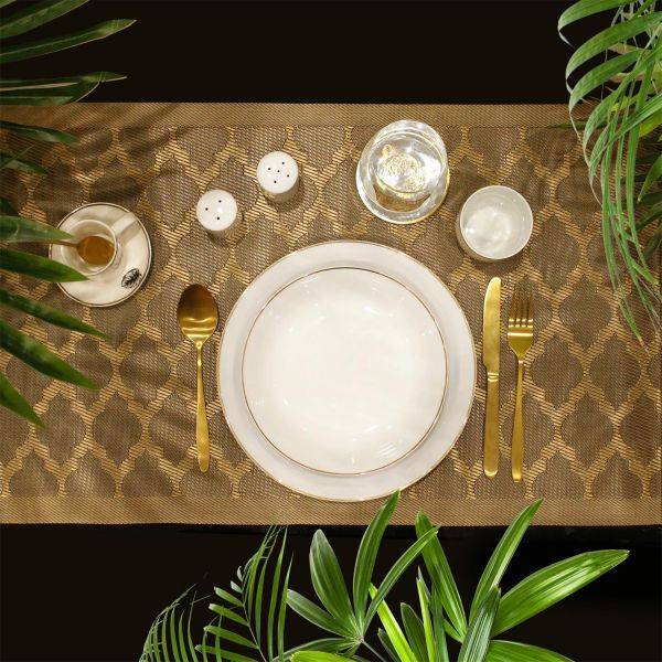The Home Deco Factory - Assiette en porcelaine avec liseré doré (Lot de 6) Assiettes plates - 20 cm The Home Deco Factory - Image 5