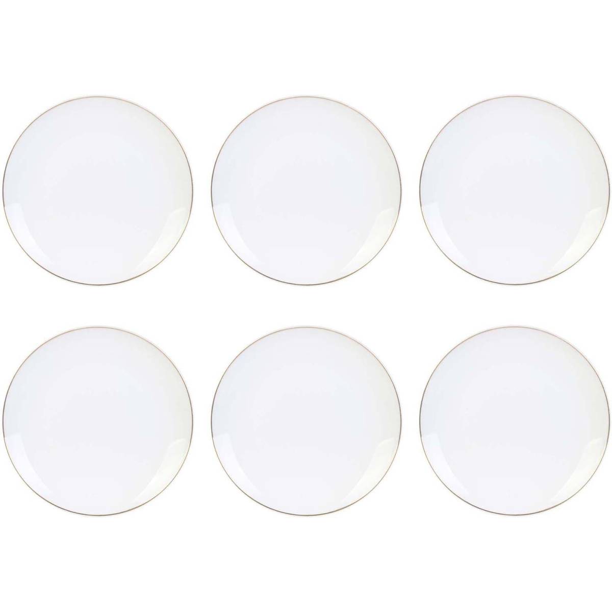 The Home Deco Factory - Assiette en porcelaine avec liseré doré (Lot de 6) Assiettes plates - 20 cm - Imagen 1