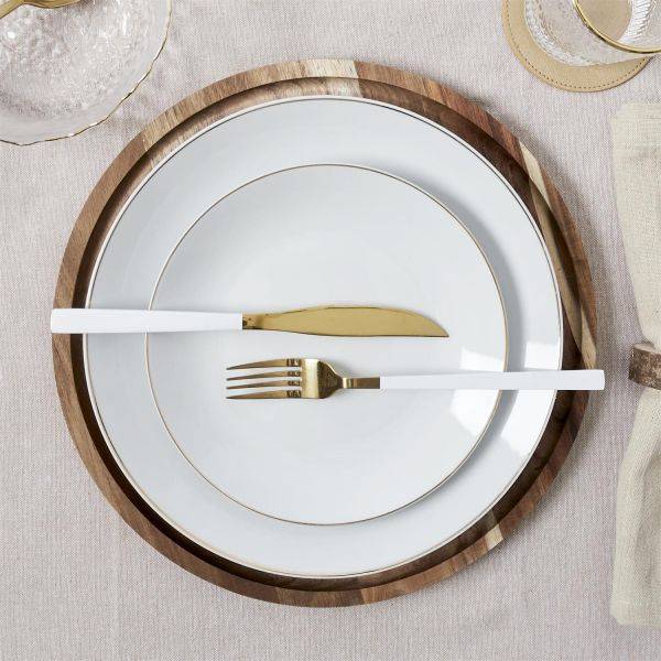 The Home Deco Factory - Assiette en porcelaine avec liseré doré (Lot de 6) Assiettes plates - 20 cm The Home Deco Factory - Image 4
