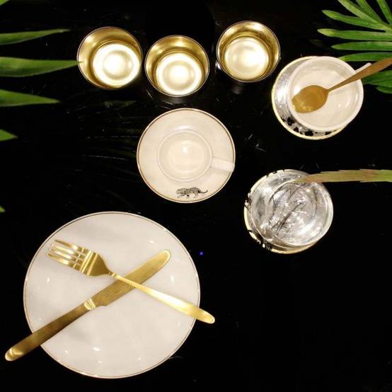 The Home Deco Factory - Assiette en porcelaine avec liseré doré (Lot de 6) Assiettes plates - 20 cm The Home Deco Factory - Image 8