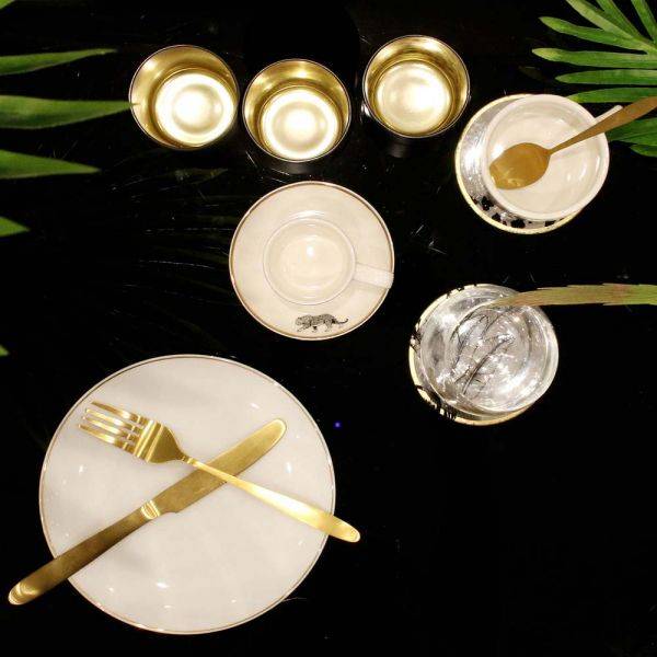 The Home Deco Factory - Assiette en porcelaine avec liseré doré (Lot de 6) Assiettes plates - 20 cm The Home Deco Factory - Image 8