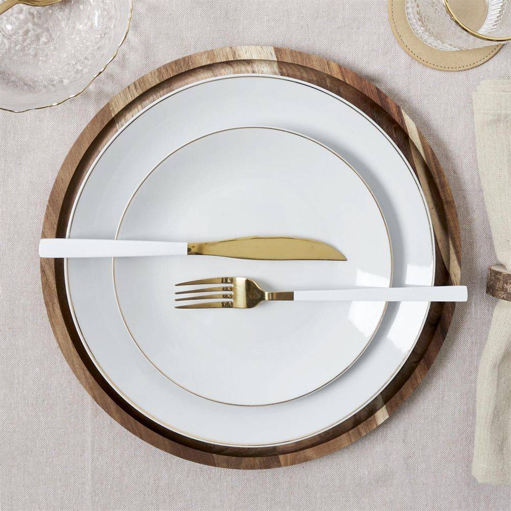 The Home Deco Factory - Assiette en porcelaine avec liseré doré (Lot de 6) Assiettes plates - 20 cm - Imagen 4