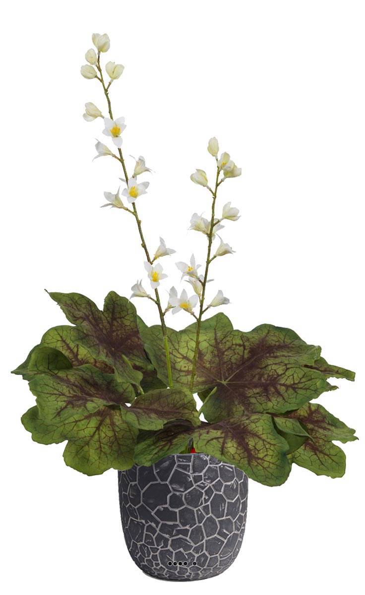 Artificielles - Heuchères fleuries artificielles en pot, H 45 cm D 27 cm Crème - couleur: Crème - Imagen 2
