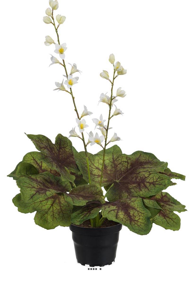 Artificielles - Heuchères fleuries artificielles en pot, H 45 cm D 27 cm Crème - couleur: Crème - Imagen 1