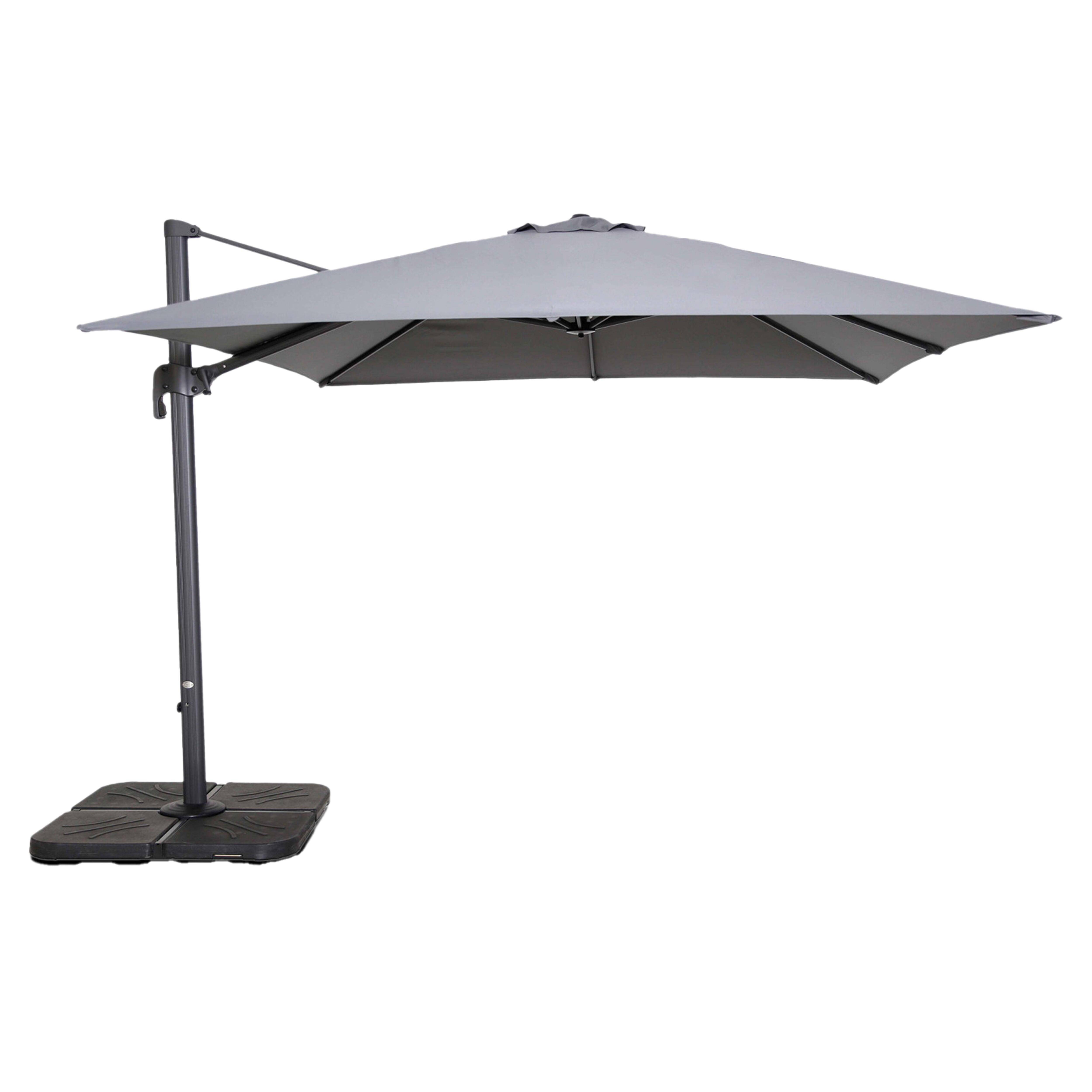 Oviala - Parasol déporté inclinable 360° 3x3m et 4 dalles à remplir alu gris Malaga - Oviala - Imagen 1