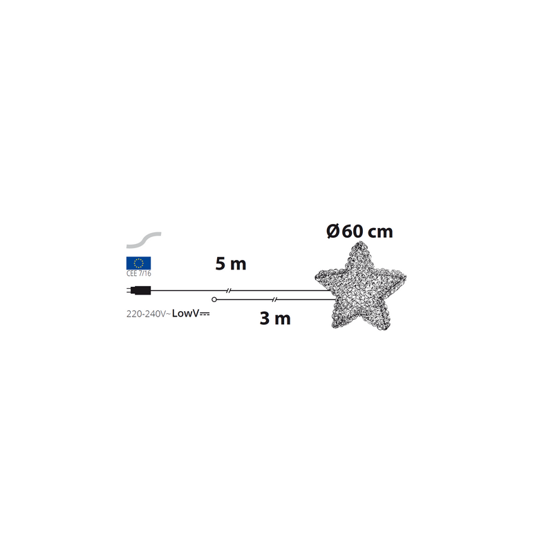 Lotti - étoile lumineuse 3D Aluminium Gliter Argenté Ø60cm 100 leds blanc chaud IP44 Lotti - Imagen 2