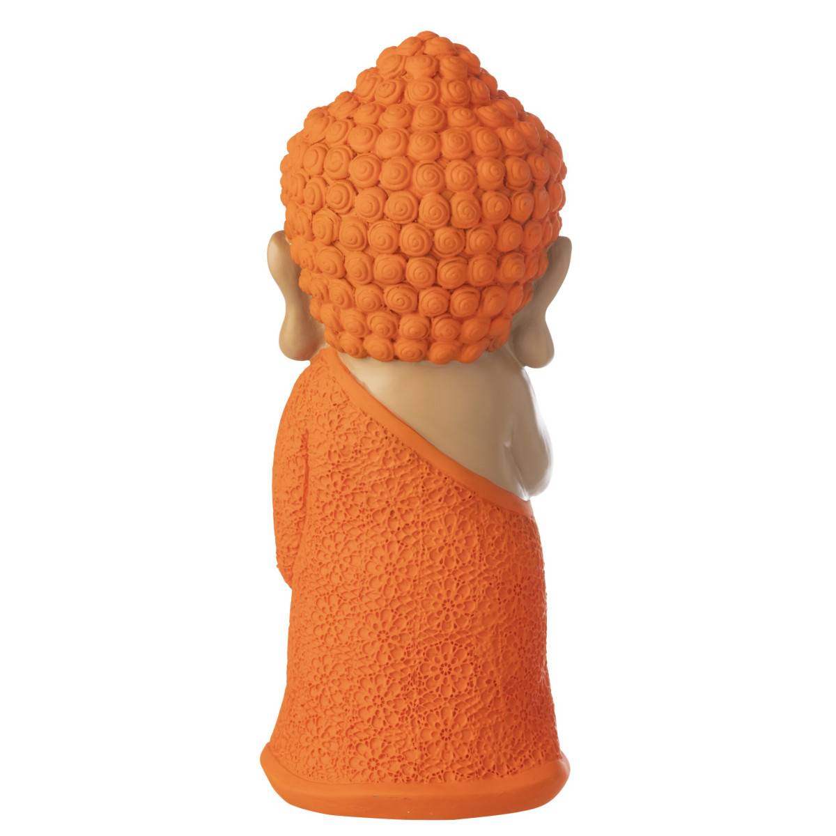 J-Line - Statuette Déco Moine Priant "Boudhi" 32cm Orange - Image 3