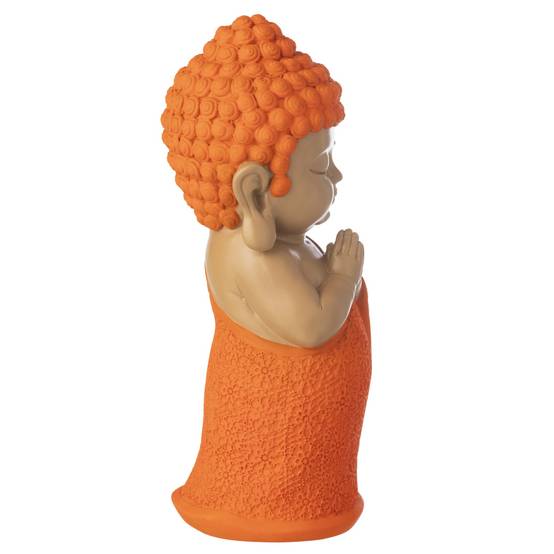 J-Line - Statuette Déco Moine Priant "Boudhi" 32cm Orange - Image 2