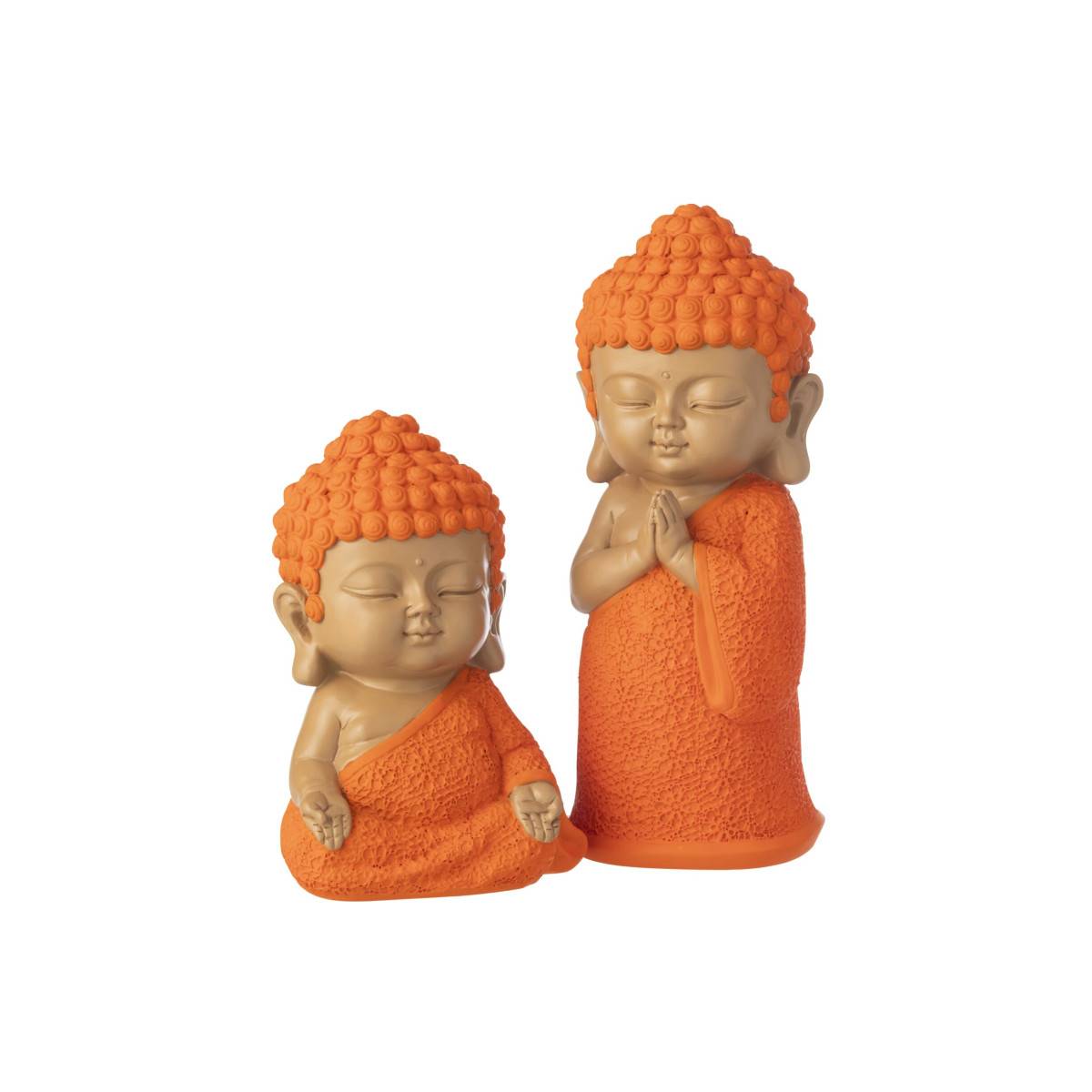 J-Line - Statuette Déco Moine Priant "Boudhi" 32cm Orange - Image 4
