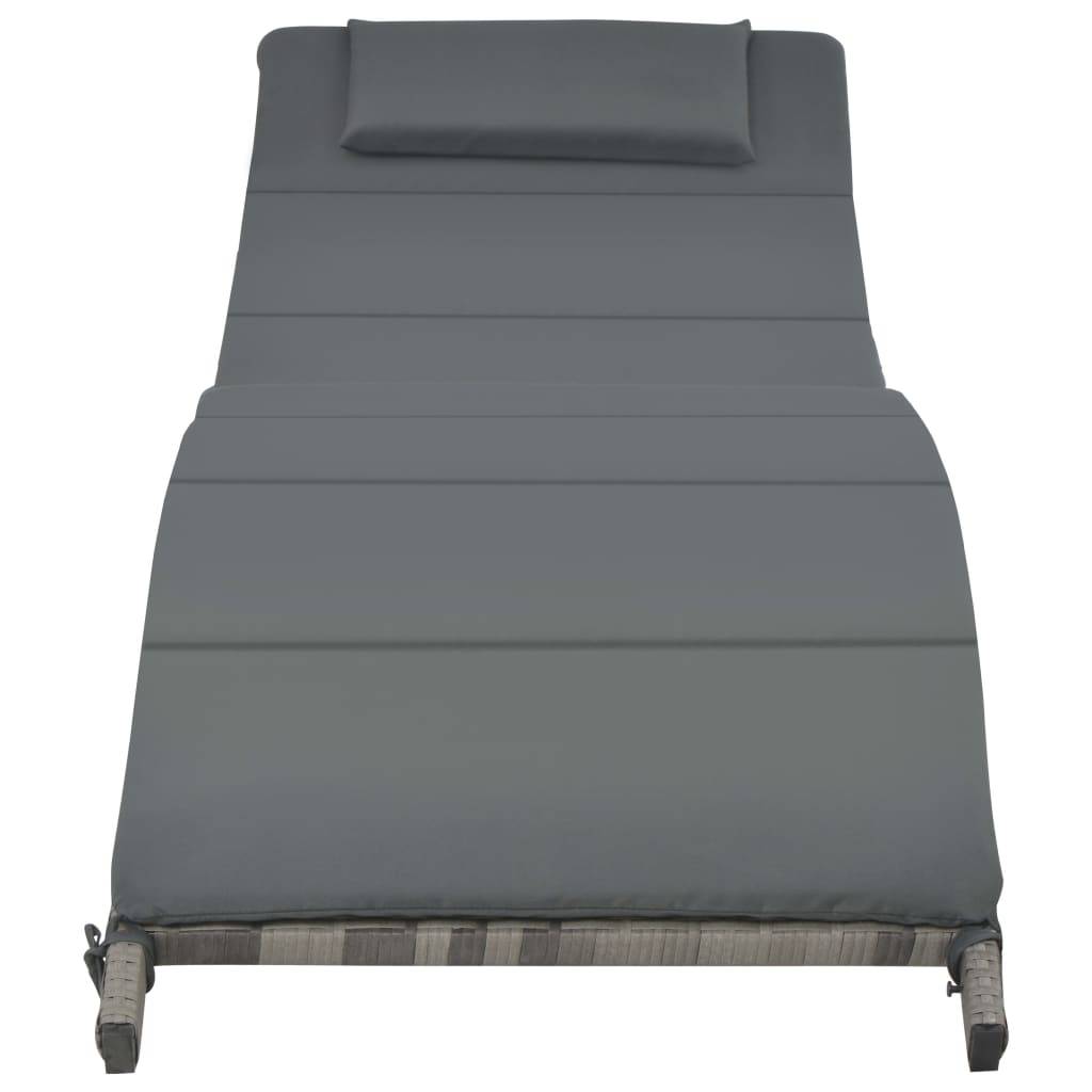 Helloshop26 - Ensemble de chaises longues pliables 3 pièces résine tressée gris - Imagen 5