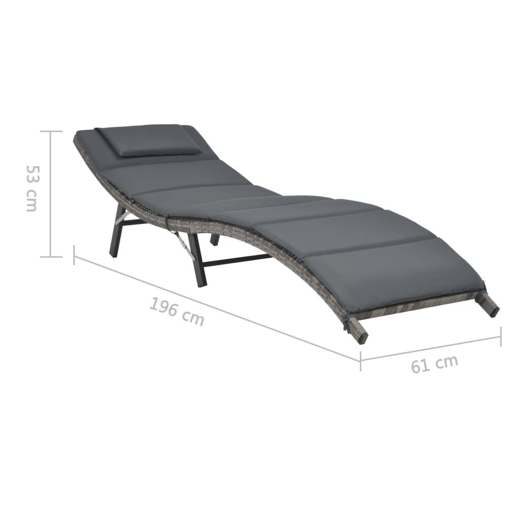 Helloshop26 - Ensemble de chaises longues pliables 3 pièces résine tressée gris - Imagen 8
