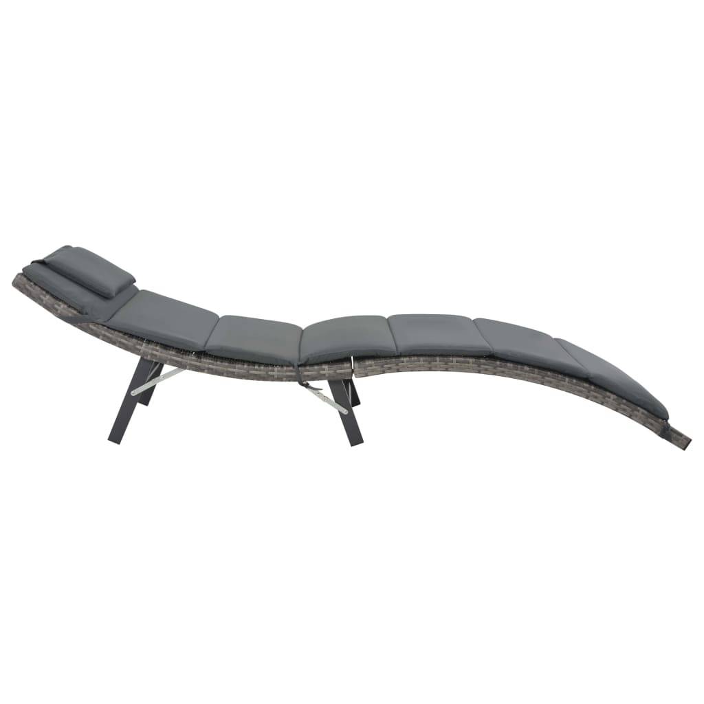 Helloshop26 - Ensemble de chaises longues pliables 3 pièces résine tressée gris - Imagen 4