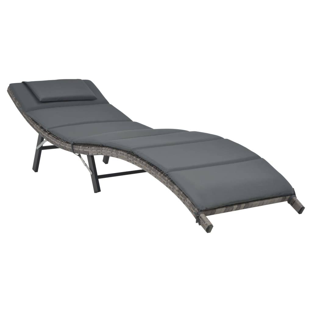 Helloshop26 - Ensemble de chaises longues pliables 3 pièces résine tressée gris - Imagen 3