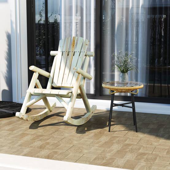 Fauteuil à Bascule Bois Sapin Jardin Terrasse Rocking Chair Ergonomique Naturel - ComfortXL Outdoor Living - Image 1
