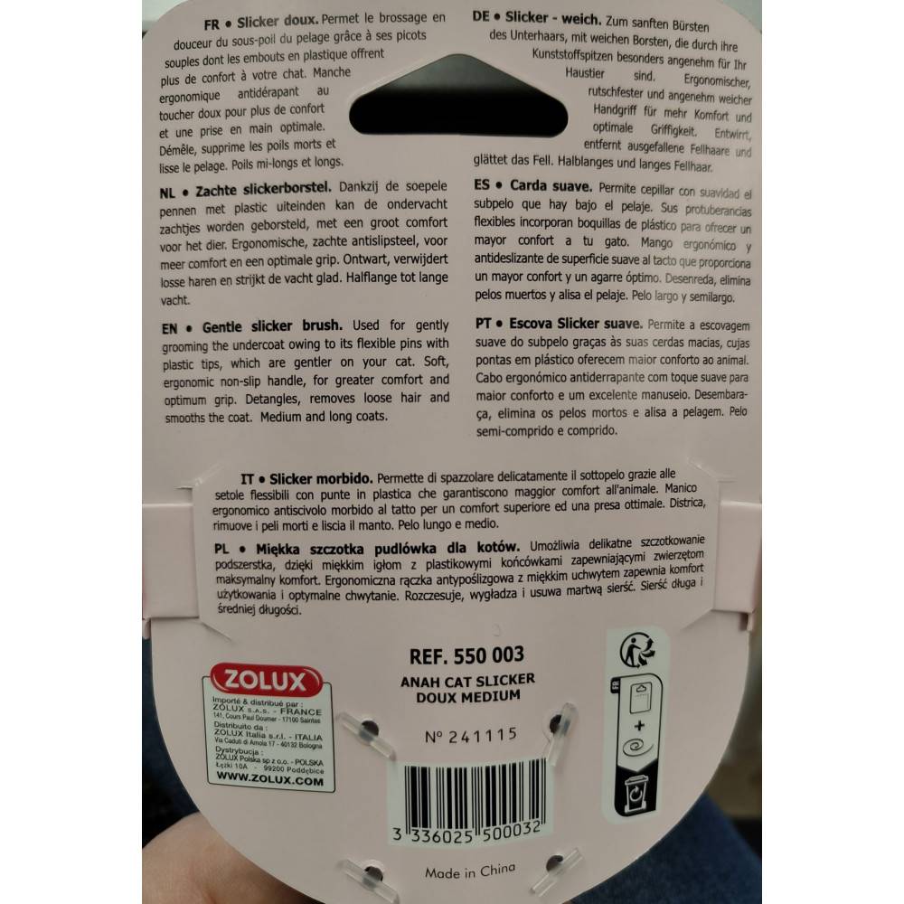 Zolux - Brosse SLICKER à picot doux  17 cm taille M pour chats - Imagen 3