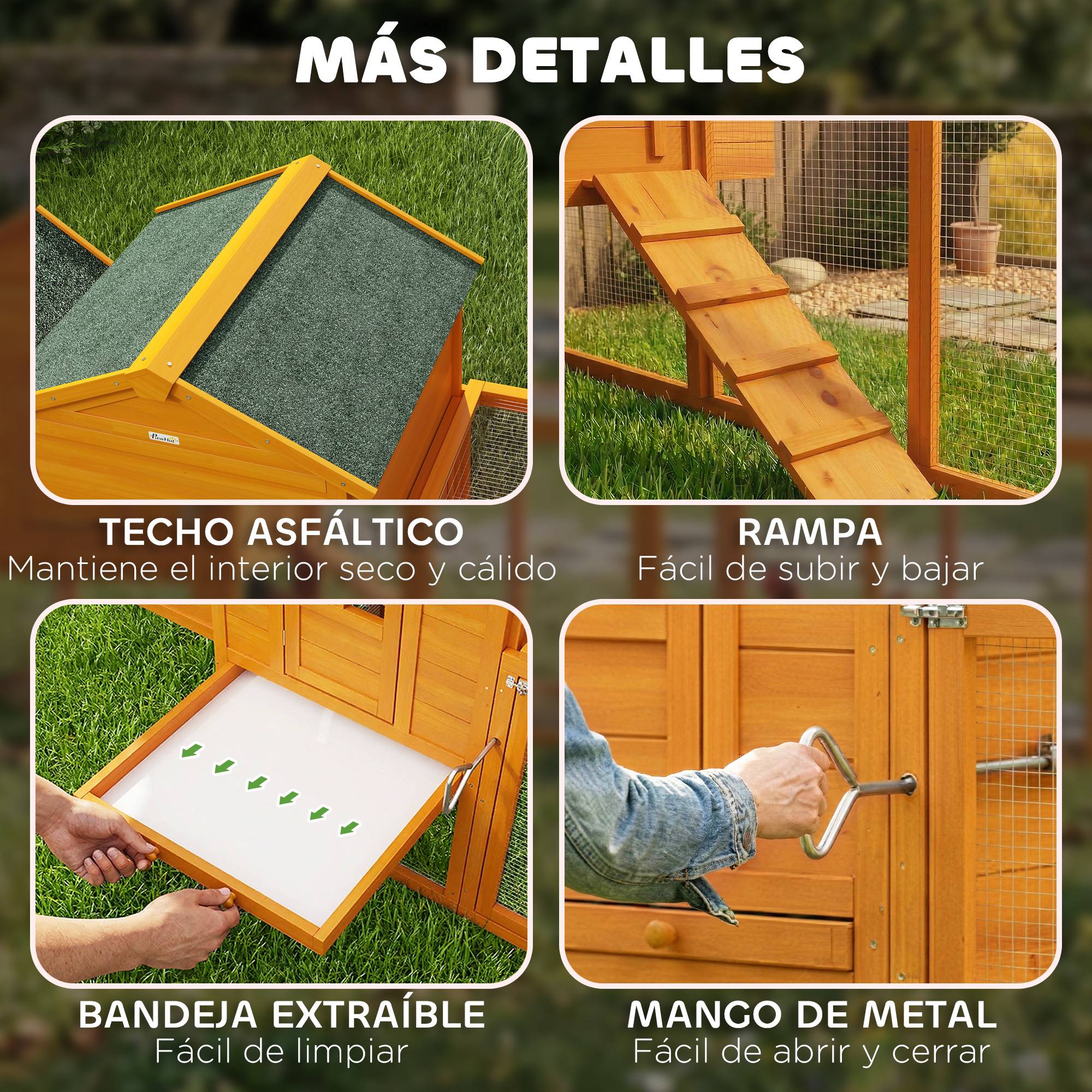 Grand poulailler bois extérieur 3 à 6 poules toit bitumé 297x68x118cm - ComfortXL Outdoor Living - Image 9
