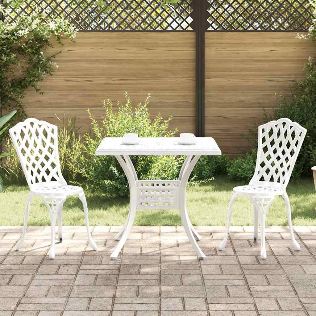 Ensemble de table de jardin aluminium coulé blanc 80 x 80 x 75 cm - PANGIVO - Image 1