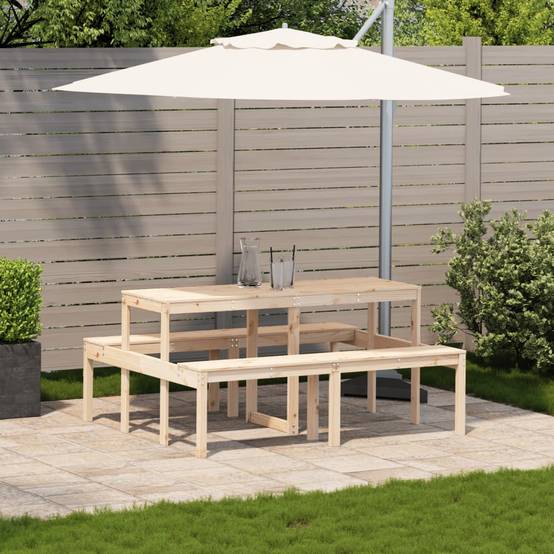 Table de pique-nique bois massif de pin 160 x 134 x 75 cm - PANGIVO - Image 3
