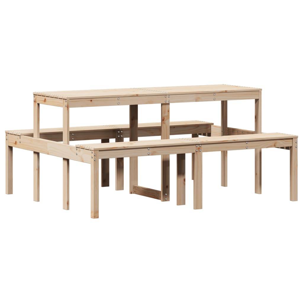 Table de pique-nique bois massif de pin 160 x 134 x 75 cm - PANGIVO - Image 6