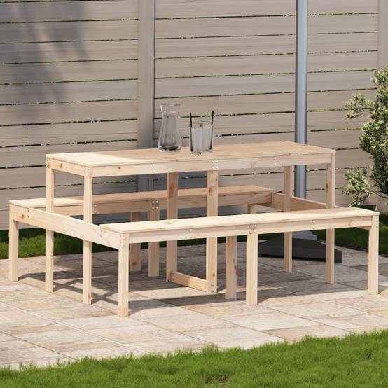 Table de pique-nique bois massif de pin 160 x 134 x 75 cm - PANGIVO - Image 1